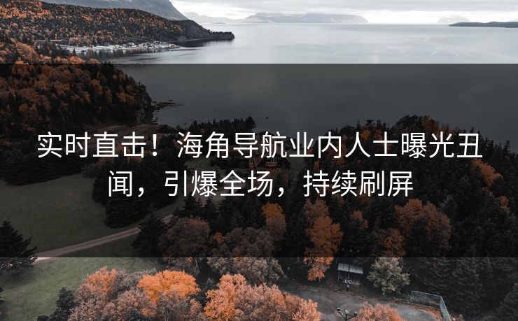 实时直击！海角导航业内人士曝光丑闻，引爆全场，持续刷屏