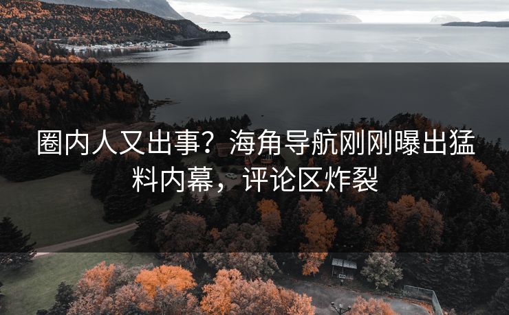 圈内人又出事？海角导航刚刚曝出猛料内幕，评论区炸裂
