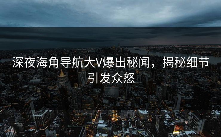 深夜海角导航大V爆出秘闻，揭秘细节引发众怒