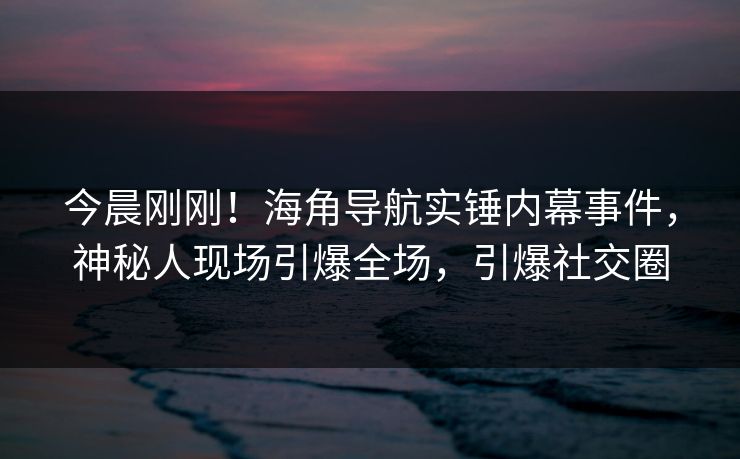 今晨刚刚！海角导航实锤内幕事件，神秘人现场引爆全场，引爆社交圈