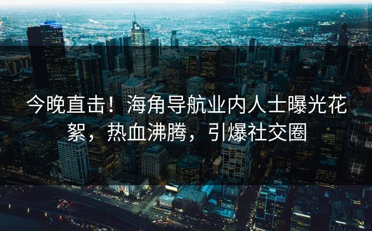 今晚直击！海角导航业内人士曝光花絮，热血沸腾，引爆社交圈