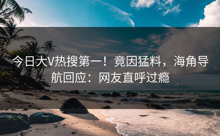今日大V热搜第一！竟因猛料，海角导航回应：网友直呼过瘾