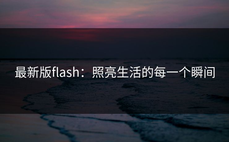 最新版flash：照亮生活的每一个瞬间