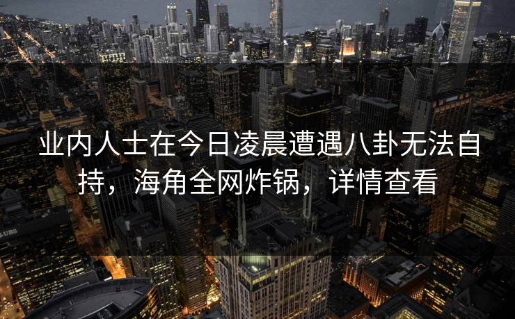 业内人士在今日凌晨遭遇八卦无法自持，海角全网炸锅，详情查看