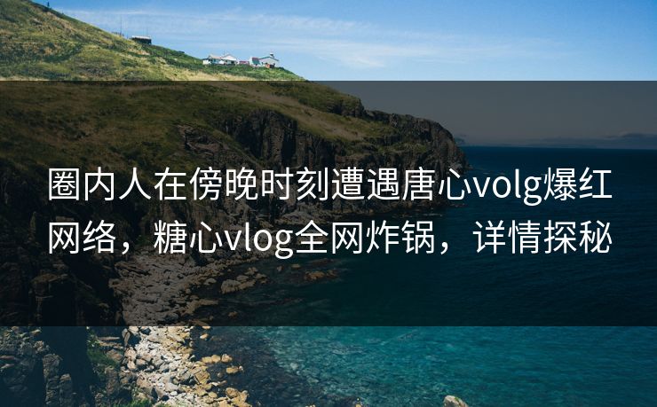 圈内人在傍晚时刻遭遇唐心volg爆红网络，糖心vlog全网炸锅，详情探秘