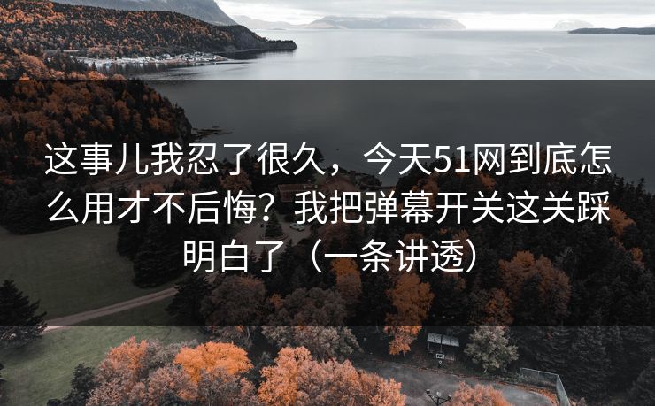 这事儿我忍了很久，今天51网到底怎么用才不后悔？我把弹幕开关这关踩明白了（一条讲透）